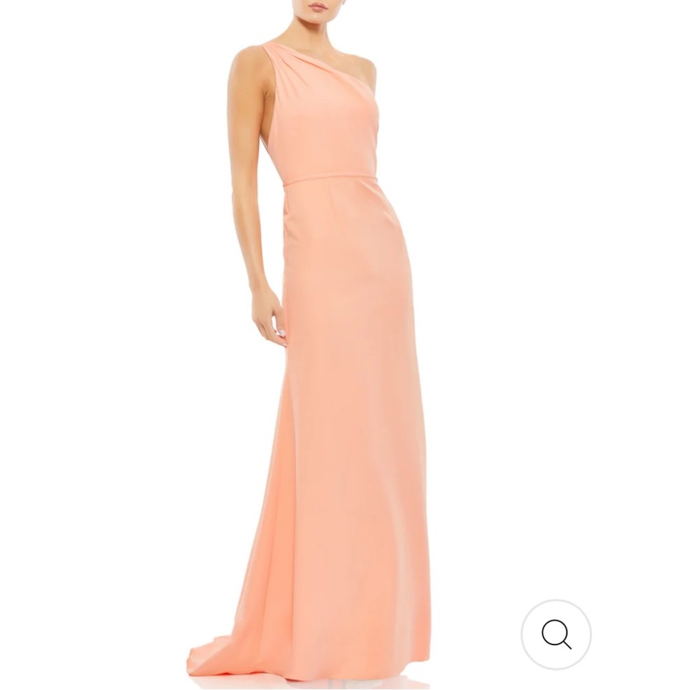 IEENA FOR MAC DUGGAL ONE SHOULDER JERSEY MERMAID GOWN Peach 26266 Size 12